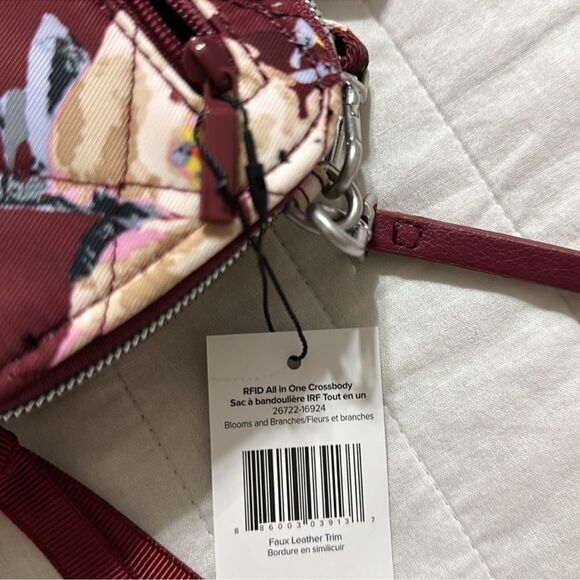 Vera Bradley RFID Blooms and Branches Burgundy Floral Crossbody Wallet Bag Purse - Picture 16 of 16